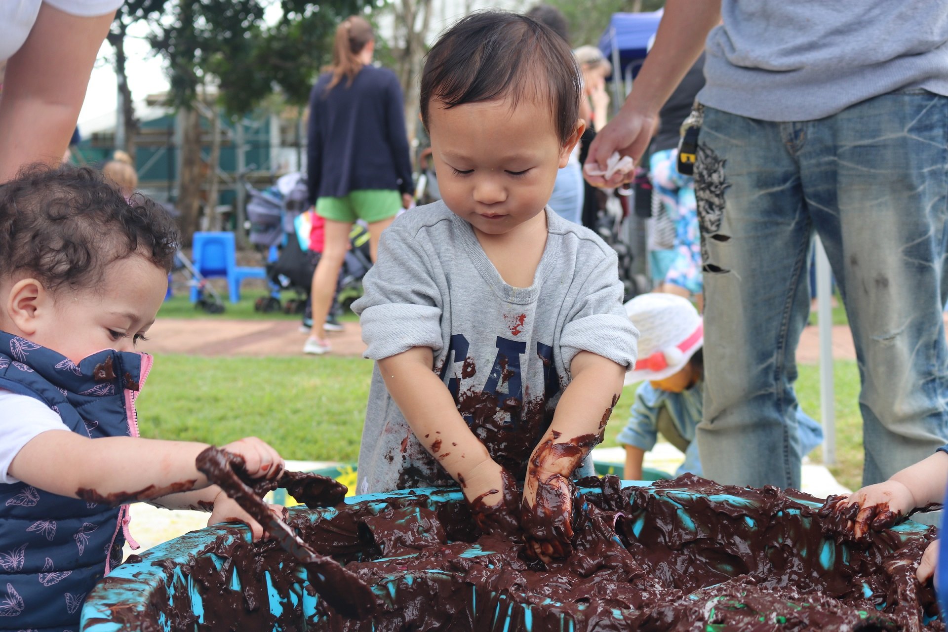 Taste-safe mud at a Messy Play May event