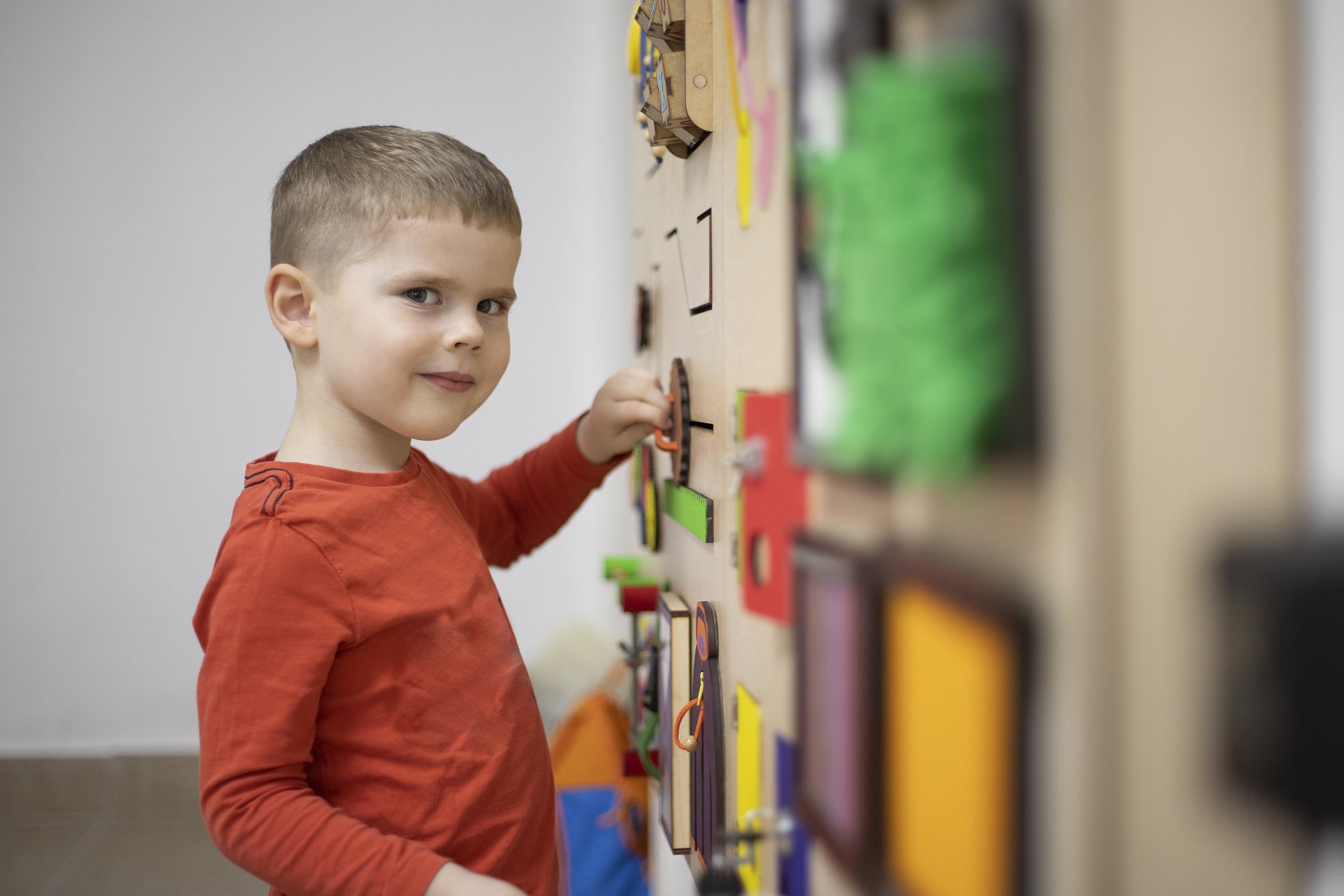 Boy doing a puzzle